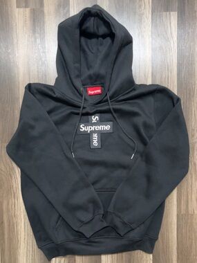 Supreme Cross Box Mens XL Black Hooded Sweatshirt Pullover Sweater